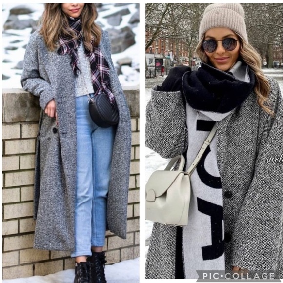 MANGO boucle oversized long coat salt‘n‘pepper pattern - Picture 5 of 13